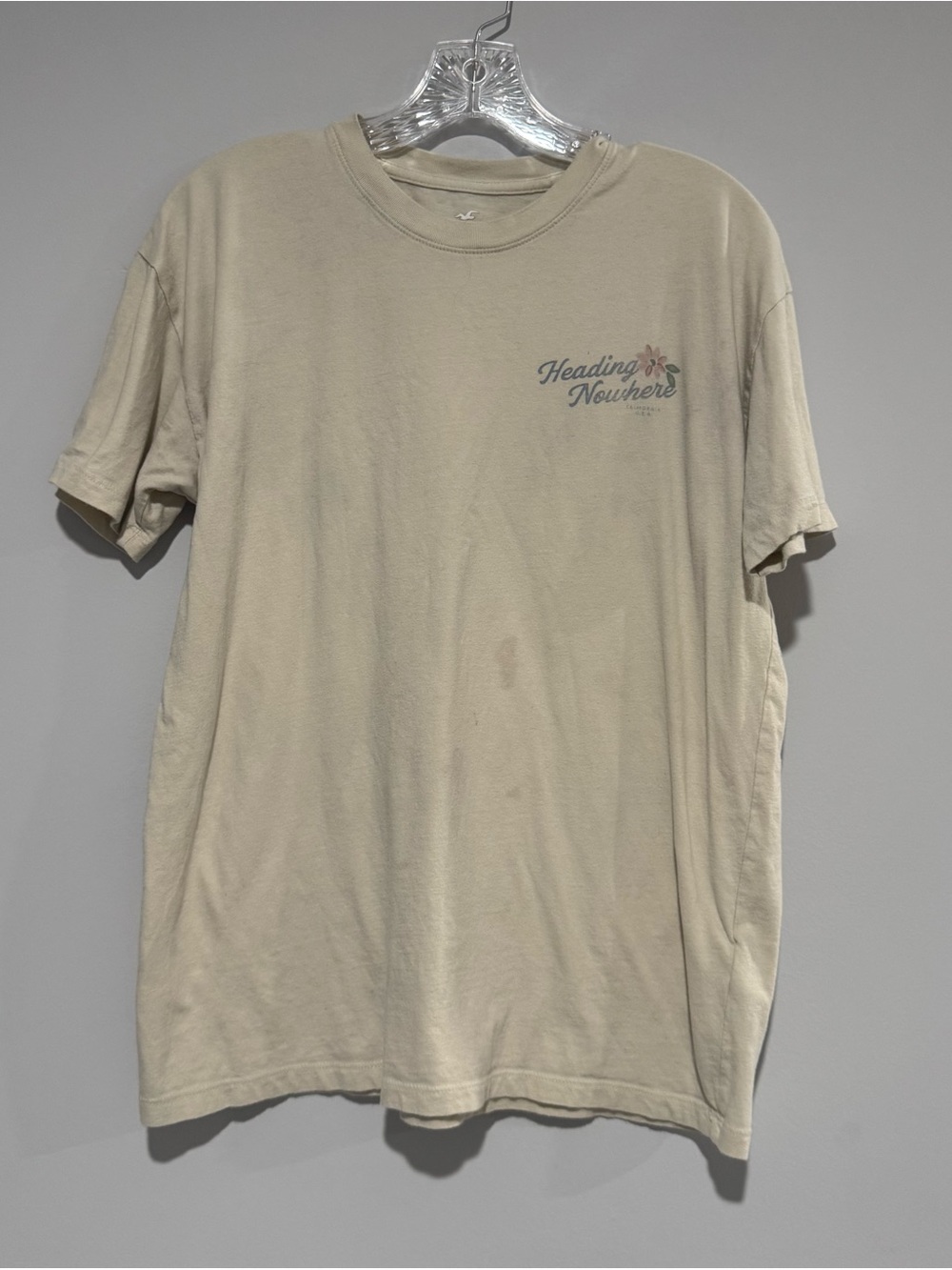 Hollister Men’s Sand Graphic Tee - "Heading Nowhere" VW Bus Print - Size S